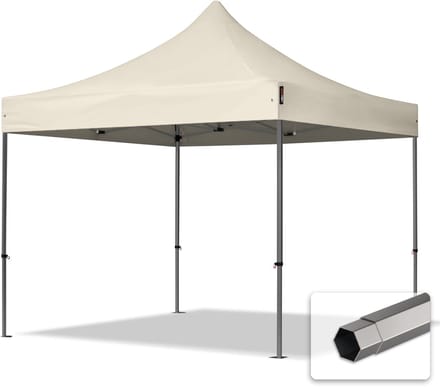 3x3 m Easy Up partytent Vouwpaviljoen, PREMIUM staal 40mm, crème