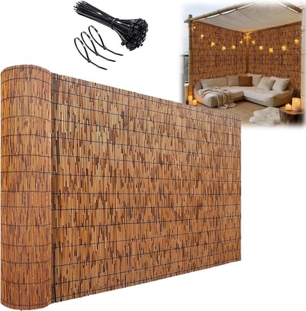 Rietmat Rol - Privacyscherm Windscherm - Tuin Afschermen - UV-Bestendig Bamboe-Look - H180xL300cm - Bruin
