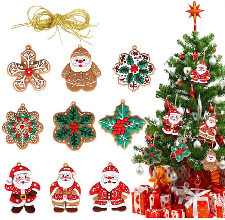 Without Lemon - Set van 9 - Kerst Hangers - Ornament - Kerstman - Kerstmis - Kerst Versieringen - Kerstboom Versiering - Kunststof