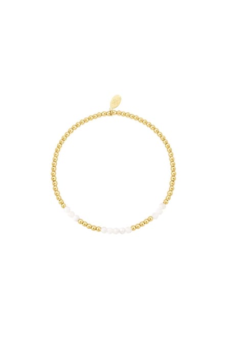 Kralen armband gecombineerd - Natuurstenen collectie Wit goud Stone