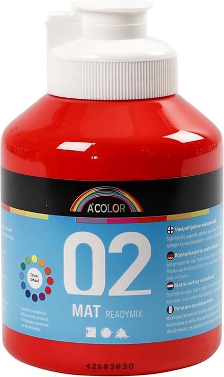 Acrylverf Mat, rood, 500 ml/ 1 fles