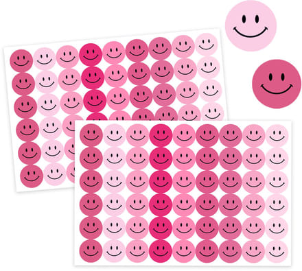 Roze Smiley Stickers - 108 Stuks - Beloningsstickers - Planner Stickers - Knutselstickers