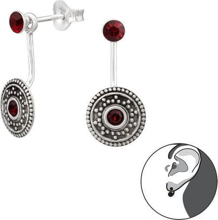 Montebello Oorbellen Berna Red - 925 Zilver Geoxideerd - 9x18mm
