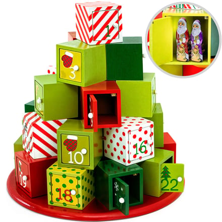 Spielwerk Adventskalender Cadeauberg - 24 Deuren 27x30cm - Multicolor