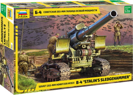 Zvezda Modelbouwpakket Militaire voertuigen - 3704 Soviet 203-mm hotwizer M1931 B-4 -Stalin#039 Sledgehammer- Plastic - 1:35 - Modelbouw