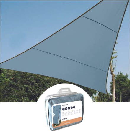 Perel Schaduwdoek, waterafstotend, 3.6 x 3.6 x 3.6 m, 160 g/m², polyester, driehoek, lichtgrijs
