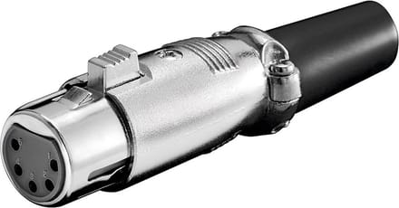 Goobay Zilveren microfoonkoppeling, 5 Pin, Zilverkleurige metalen behuizing met vergulde contacten