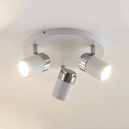 Lindby - buitenspot - 3lichts - Metaal, glas - H: 10.5 cm - GU10 - wit, chroom, mat