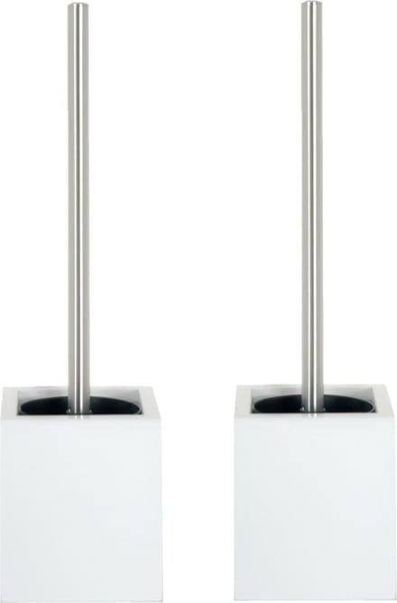 MSV Toiletborstel - MDF hout houder/rvs wc-borstel - 2x - wit - 37 cm