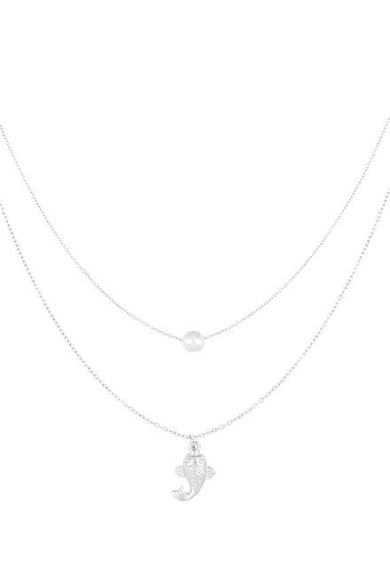 Fish and pearl Necklace - Goud kleur
