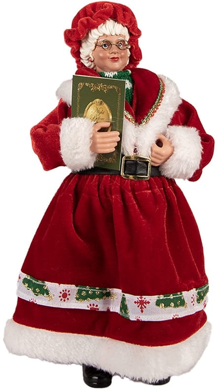 Clayre & Eef Kerstdecoratie Beeld 14x10x28 cm Rood Textiel