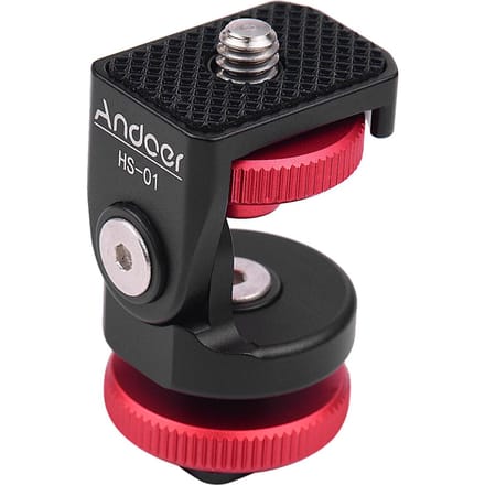 HS-01 Cold Shoe Mount Adapter Beugelhouder Aluminiumlegering met 1/4 Inch Schroef voor LED zwart