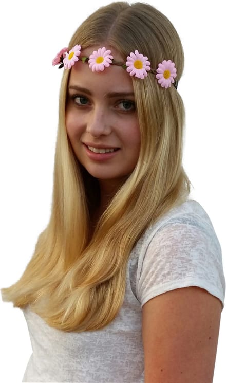 4 bloemenhaarbandjes - Roze - Hippie/ Flower Power