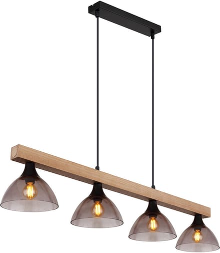 Globo - hanglamp - Lindi - naturel zwart - metaal - grote eettafellamp - E14 - 15544-4H