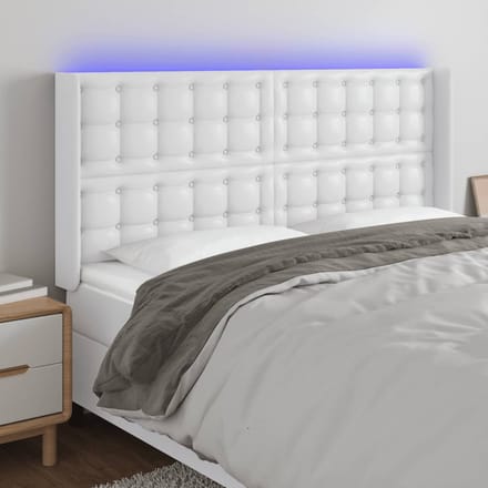 vidaXL - Hoofdbord - LED - 147x16x118/128 - cm - kunstleer - wit