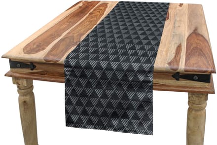 ABAKUHAUS Tafelrunner – Donkergrijs Strepen-Driehoeken – 40x180 cm, Polyester