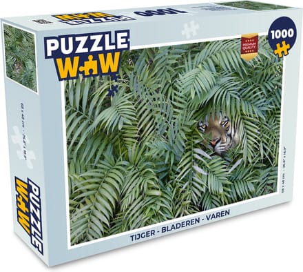 Puzzel Tijger - Bladeren - Varen - Legpuzzel - Puzzel 1000 stukjes volwassenen