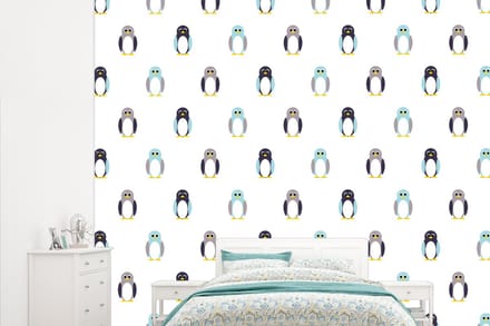Behang - Fotobehang Design - Dieren - Pinguïn - Breedte 265 cm x hoogte 220 cm