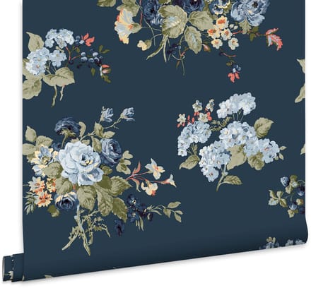 Laura Ashley Rosemore Behang - Bloemen - 10mx52cm - Blauw