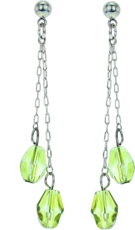 Behave - Oorhangers dames - Zilverkleur groen - Modern speels 5 cm