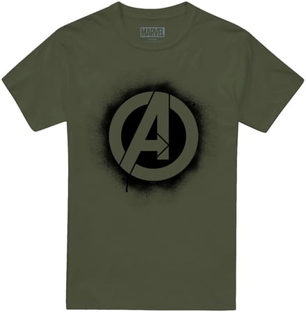 Avengers Stencil Logo Heren T-Shirt - Legergroen - M