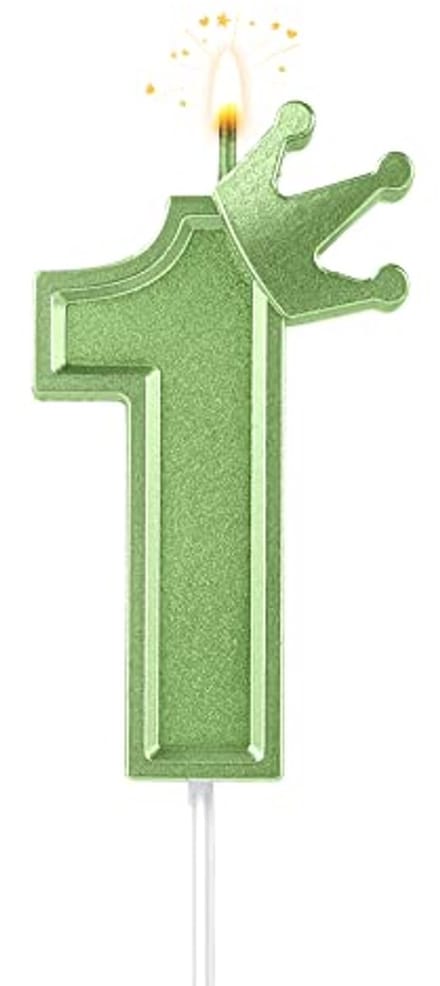 3D Verjaardag Nummer Kaars 7,6cm voor Feestjes en Jubilea - Groen