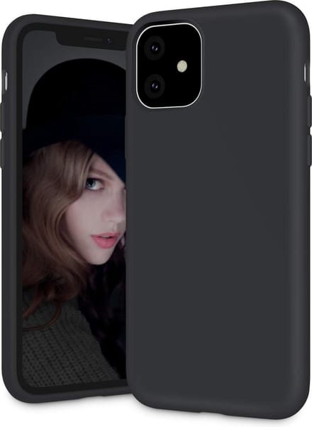 HB Hoesje Geschikt voor Apple iPhone 11 - Zwart - Siliconen Back Cover / Glazen Screenprotector