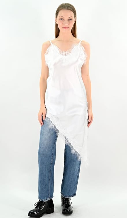 YesMooi - Asymmetric Lace Dress - Wit - M (38)