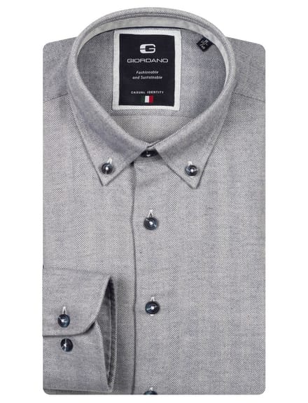 Giordano overhemd grijs button down geprint