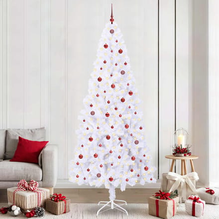 vidaXL - Kunstkerstboom - met - 300 - LED - Wit - 240 - cm - PVC - en - Staal