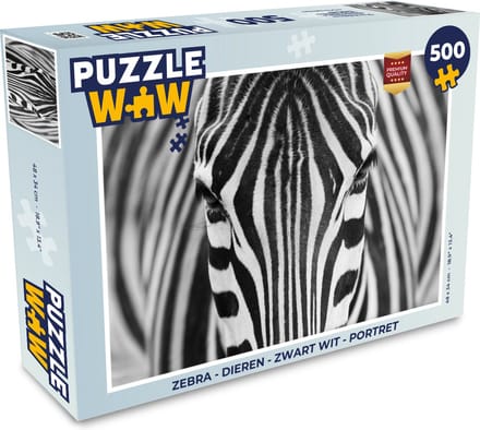 Puzzel Zebra - Dieren - Zwart wit - Portret - Legpuzzel - Puzzel 500 stukjes