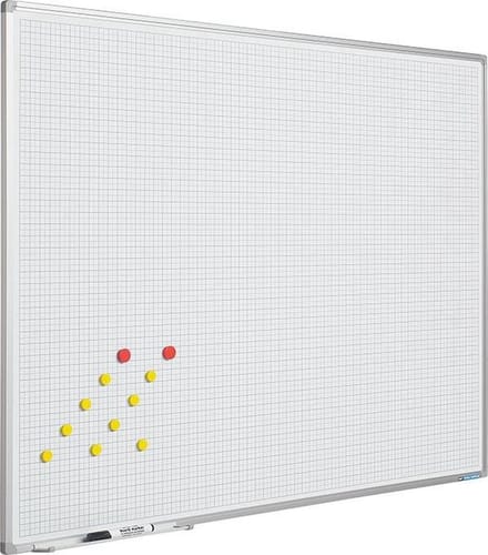 Geruit schrijfbord Softline profiel 8mm, wit 5x5 - 120x200cm