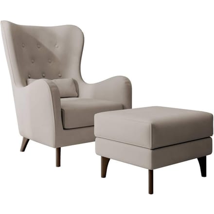 Fauteuil met hocker Casara velvet | NADUVI Collection