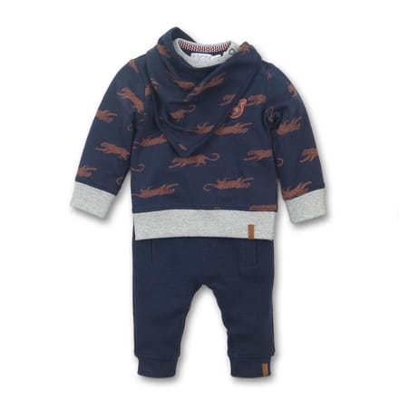 Dirkje - 2 pce Babysuit + scarf - Navy + grey melee + aop - Mannen - Maat 56