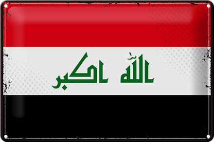 Blechschild Flagge Irak 30x20cm Retro Flag of Iraq