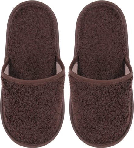 Badslippers Badstof Uni Pure met Zool Bruin Maat 43 - 1 Paar