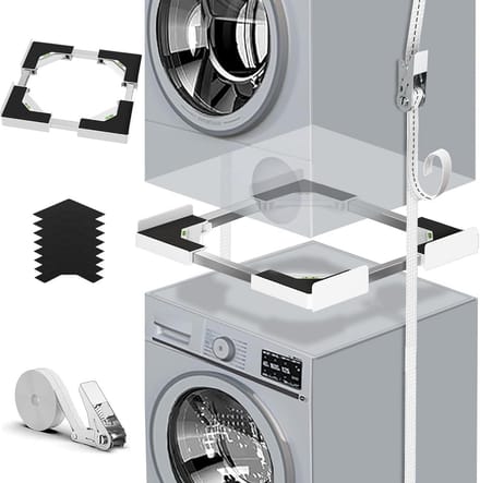 Universele stapelset voor wasmachine en droger met diepteverstelling en antislippads