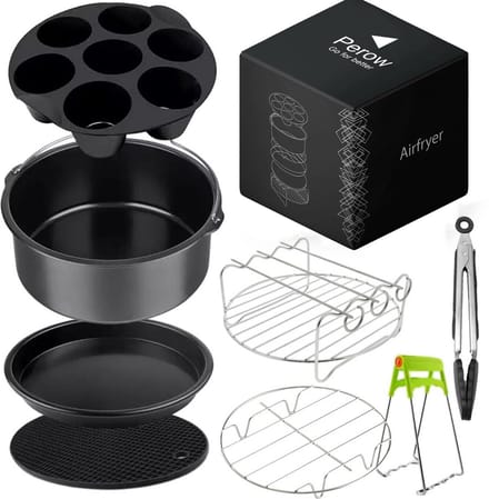 Perow Accessoires voor heteluchtfriteuse - Airfryer Accessoires - Geschikt voor XL en XXL - Complete Set - ø 20 cm