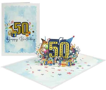 Wenskaart Kiriori 3D - Happy Birthday 50 Jaar - met Envelop