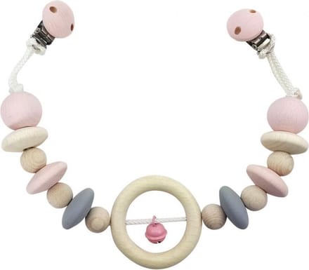 Hess wagenhanger houten wagenspanner naturel roze baby accessoire.