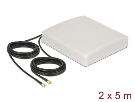 LTE MIMO-antenne 2 x SMA-plug 8 DBI Directioneel met verbindingskabel RG-58 5 M Wit buiten