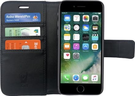 Hoesje geschikt voor iPhone SE 2020 / iPhone SE 2022 / iPhone 8 / iPhone 7 - Book Case Kunstleer Wallet - Zwart