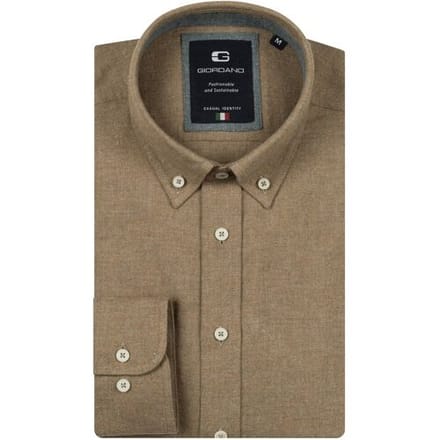Giordano Overhemd Loretto Button-Down Melange Flanel Twill Donker Bruin / male