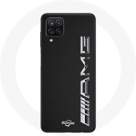 Coque - Maniacase - Samsung Galaxy A12 - Logo AMG - Carbone - Souple - Noir noir