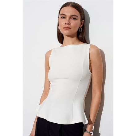 Aansluitende Mouwloze Peplum Blouse