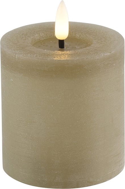 Countryfield Lyon LED kaars/stompkaars - beige - D7,5 x H8 cm - timer