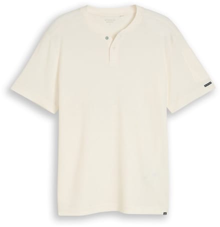 Tom Tailor - Henley-T-shirt met wafelstructuur - Maat S - Gardenia White