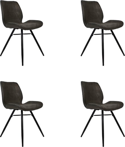 Bronx71® Industriële eetkamerstoel Barrel antraciet eco leer - Eetkamerstoelen set van 4 - stoel