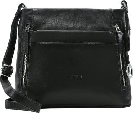 L.CREDI Leren Schoudertas Sabrina Crossbody Bag Black Zwart