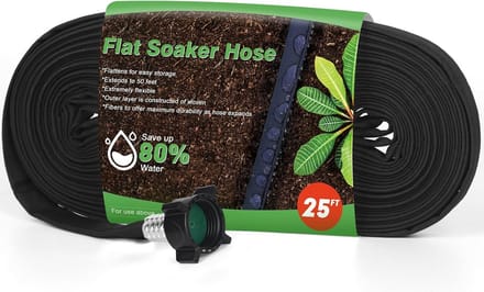 Platte soaker-slang - Druppelslang - Efficiënt water geven - Bespaart 80% water - 25 meter - Zwart